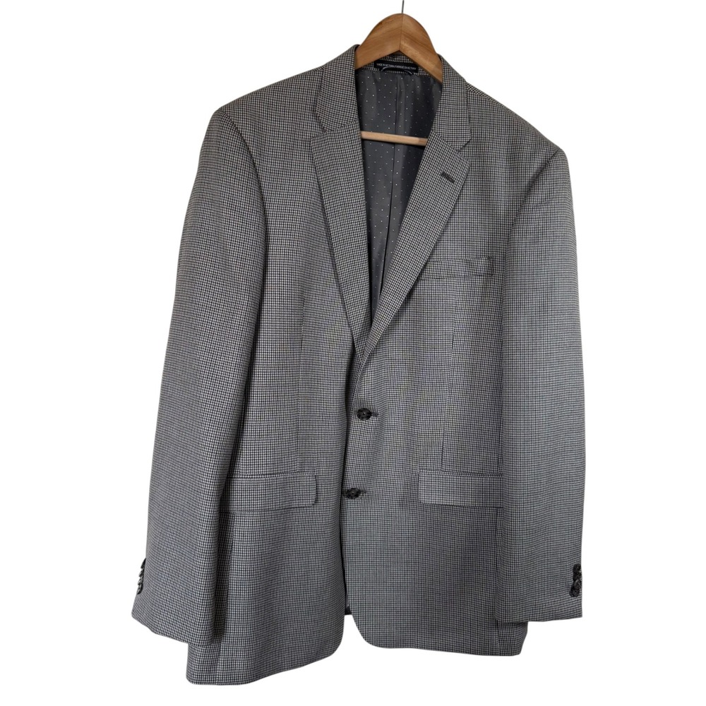 Tommy‎ Hilfiger Blazer Mens 40L Grey Excellent Micro Houndstooth Suit Jacket